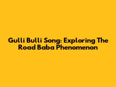 Gulli Bulli Song: Exploring The Road Baba Phenomenon