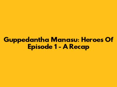 Guppedantha Manasu: Heroes Of Episode 1 - A Recap