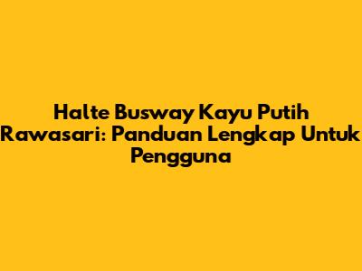 Halte Busway Kayu Putih Rawasari: Panduan Lengkap Untuk Pengguna
