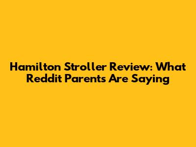 Hamilton Stroller Review: What Reddit Parents Are Saying