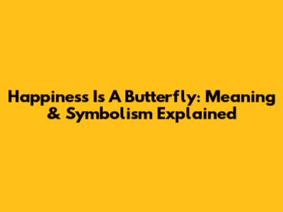 Happiness Is A Butterfly: Meaning & Symbolism Explained