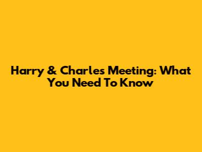 Harry & Charles' Meeting: What You Need To Know