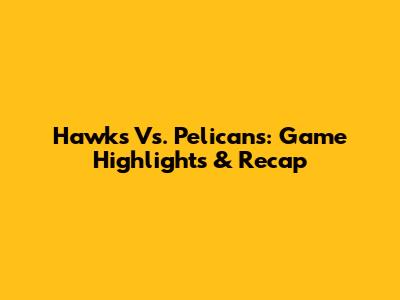 Hawks Vs. Pelicans: Game Highlights & Recap