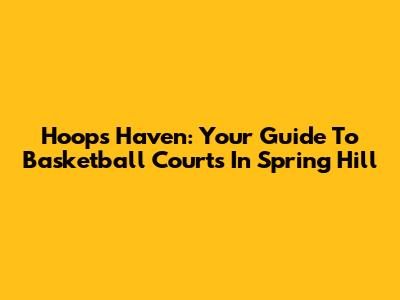 Hoops Haven: Your Guide To Basketball Courts In Spring Hill