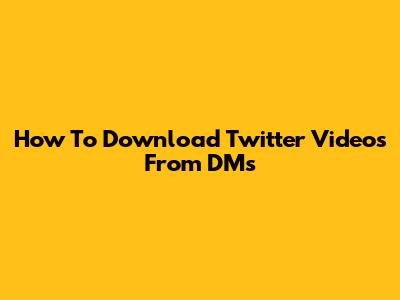 How To Download Twitter Videos From DMs