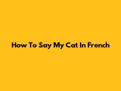 How To Say 'My Cat' In French