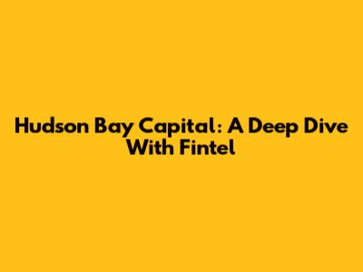 Hudson Bay Capital: A Deep Dive With Fintel