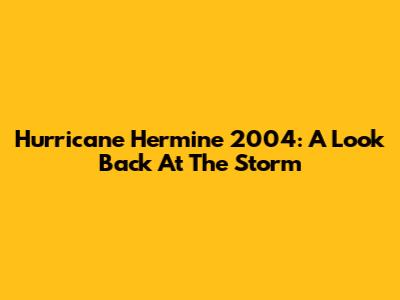 Hurricane Hermine 2004: A Look Back At The Storm