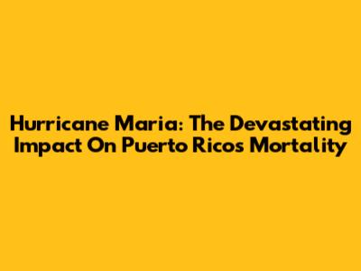 Hurricane Maria: The Devastating Impact On Puerto Rico's Mortality