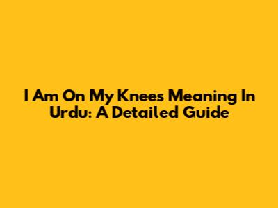 I Am On My Knees Meaning In Urdu: A Detailed Guide