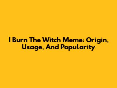 I Burn The Witch Meme: Origin, Usage, And Popularity