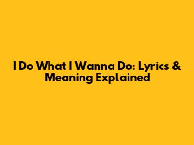 I Do What I Wanna Do: Lyrics & Meaning Explained