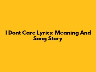 I Don't Care Lyrics: Meaning And Song Story