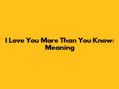 I Love You More Than You Know: Meaning