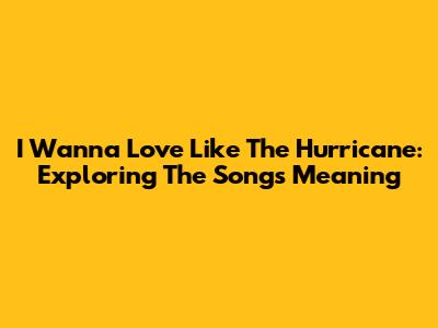 I Wanna Love Like The Hurricane: Exploring The Song's Meaning