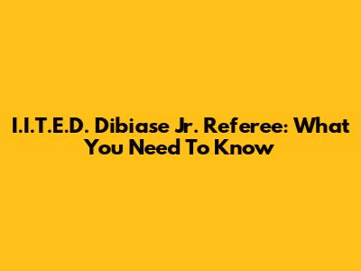 I.I.T.E.D. Dibiase Jr. Referee: What You Need To Know