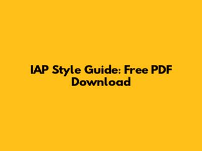 IAP Style Guide: Free PDF Download