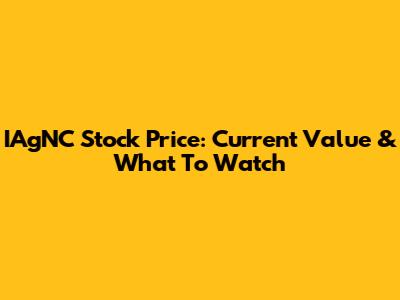 IAgNC Stock Price: Current Value & What To Watch