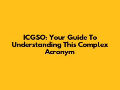 ICGSO: Your Guide To Understanding This Complex Acronym