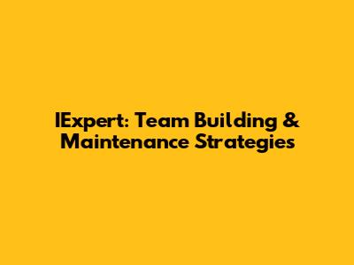 IExpert: Team Building & Maintenance Strategies