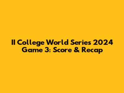 II College World Series 2024 Game 3: Score & Recap