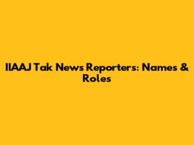 IIAAJ Tak News Reporters: Names & Roles