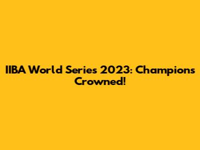 IIBA World Series 2023: Champions Crowned!