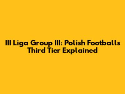 III Liga Group III: Polish Football's Third Tier Explained