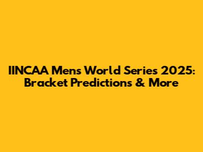 IINCAA Men's World Series 2025: Bracket Predictions & More