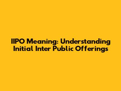 IIPO Meaning: Understanding Initial Inter Public Offerings