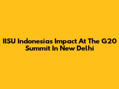 IISU Indonesia's Impact At The G20 Summit In New Delhi