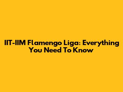 IIT-IIM Flamengo Liga: Everything You Need To Know