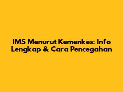IMS Menurut Kemenkes: Info Lengkap & Cara Pencegahan