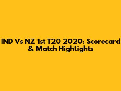 IND Vs NZ 1st T20 2020: Scorecard & Match Highlights