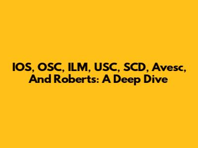 IOS, OSC, ILM, USC, SCD, Avesc, And Roberts: A Deep Dive