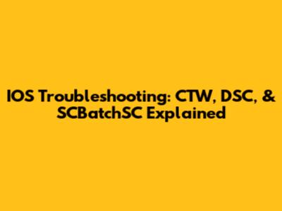 IOS Troubleshooting: CTW, DSC, & SCBatchSC Explained