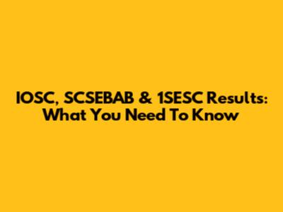IOSC, SCSEBAB & 1SESC Results: What You Need To Know