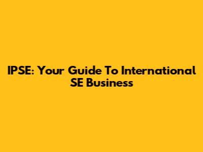 IPSE: Your Guide To International SE Business