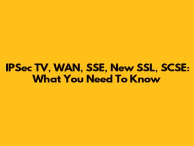 IPSec TV, WAN, SSE, New SSL, SCSE: What You Need To Know