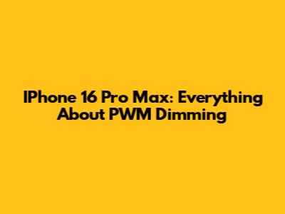 IPhone 16 Pro Max: Everything About PWM Dimming
