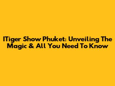 ITiger Show Phuket: Unveiling The Magic & All You Need To Know