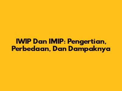 IWIP Dan IMIP: Pengertian, Perbedaan, Dan Dampaknya