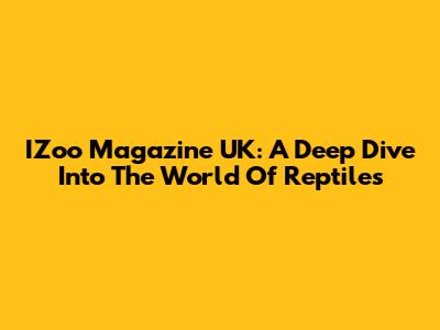 IZoo Magazine UK: A Deep Dive Into The World Of Reptiles