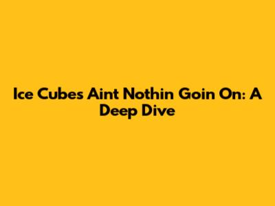 Ice Cube's Ain't Nothin' Goin' On: A Deep Dive