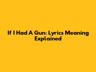 If I Had A Gun: Lyrics Meaning Explained