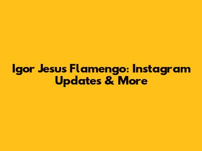 Igor Jesus Flamengo: Instagram Updates & More