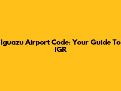 Iguazu Airport Code: Your Guide To IGR