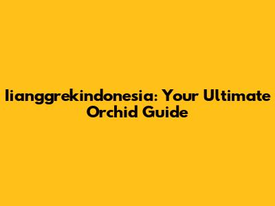 Iianggrekindonesia: Your Ultimate Orchid Guide