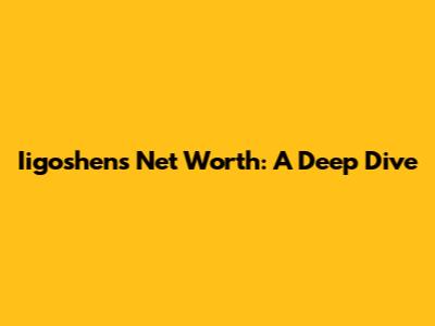 Iigoshen's Net Worth: A Deep Dive