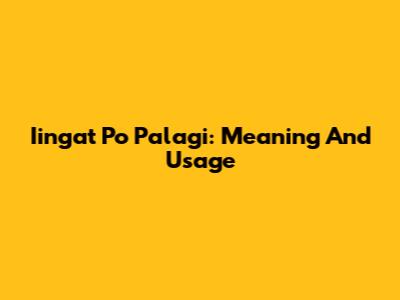 Iingat Po Palagi: Meaning And Usage